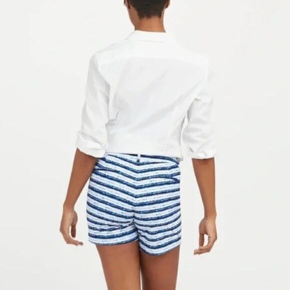 Spanx Sunshine Blue Painted Stripe 6” Short Size Large - Picture 3 of 8